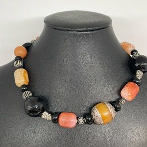 Necklace, precious stone, sterling silver